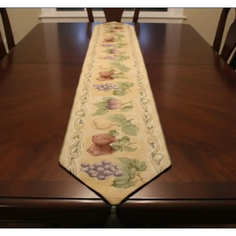 Blum Fruits Tapestry Table Runner Woven Dining Kitchen Decor with Tassel 13